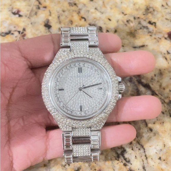 Michael Kors Accessories - Michael Kors Silver Stainless Steel Embezzled Watch